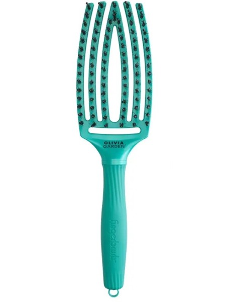 SZCZOTKA FINGERBRUSH boar&nylon MEDIUM EARTH GREEN OLIVIA GARDEN