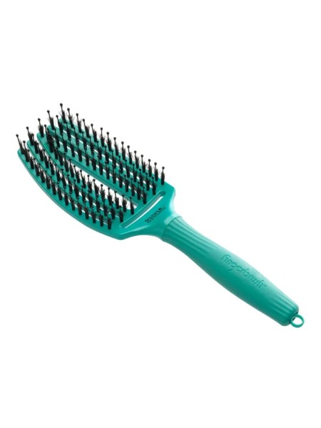 SZCZOTKA FINGERBRUSH boar&nylon MEDIUM EARTH GREEN OLIVIA GARDEN
