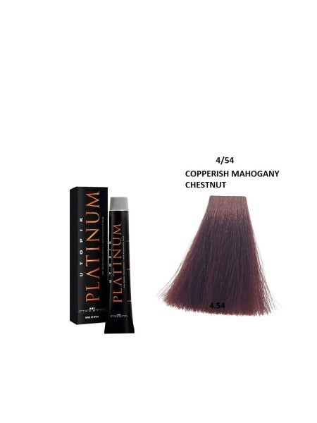 FARBA UTOPIK PLATINIUM 4/54 MIEDZIANY MAHONIOWY KASZTAN  Z HIPLEX 60ML HIPERTIN