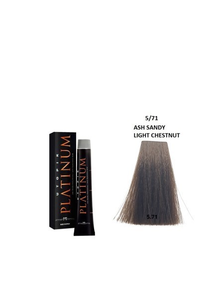 FARBA UTOPIK PLATINIUM 5/71 POPIELATY PIASKOWY JASNY KASZTAN Z HIPLEX 60ML HIPERTIN