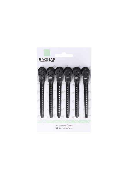 KLIPS METALOWY CZARNY fryzjerski 07560 6SZTUK RAGNAR