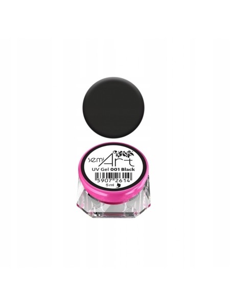 ŻEL DO ZDOBIEŃ SEMI ART UV GEL 001 CZARNY SEMILAC