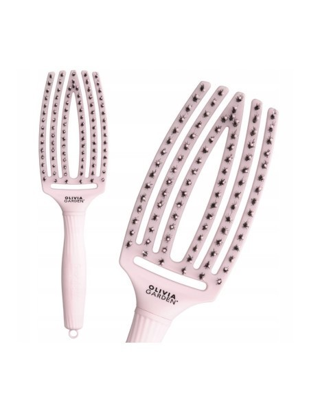 SZCZOTKA FINGERBRUSH boar&nylon MEDIUM PASTEL PINK OLIVIA GARDEN